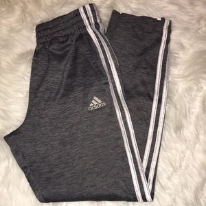 adidas Gray Joggers with White Stripes Kids L